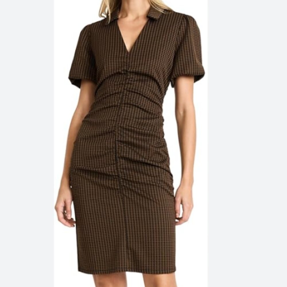 Donna Morgan Black & Brown Checkered Dress